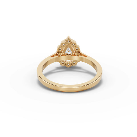 1.12 CT Pear Halo Lab Grown Diamond Ring in yellow gold, view 3