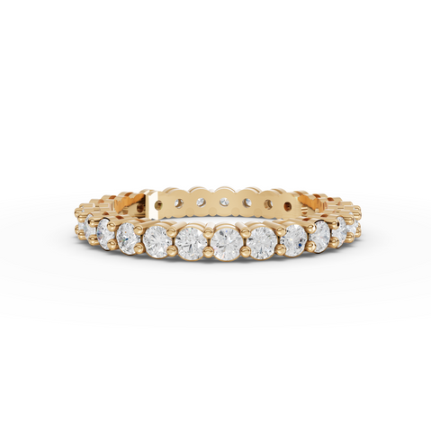 1.15 CT Round Shared-Prong Full Eternity Lab Grown Diamond Ring in yellow gold