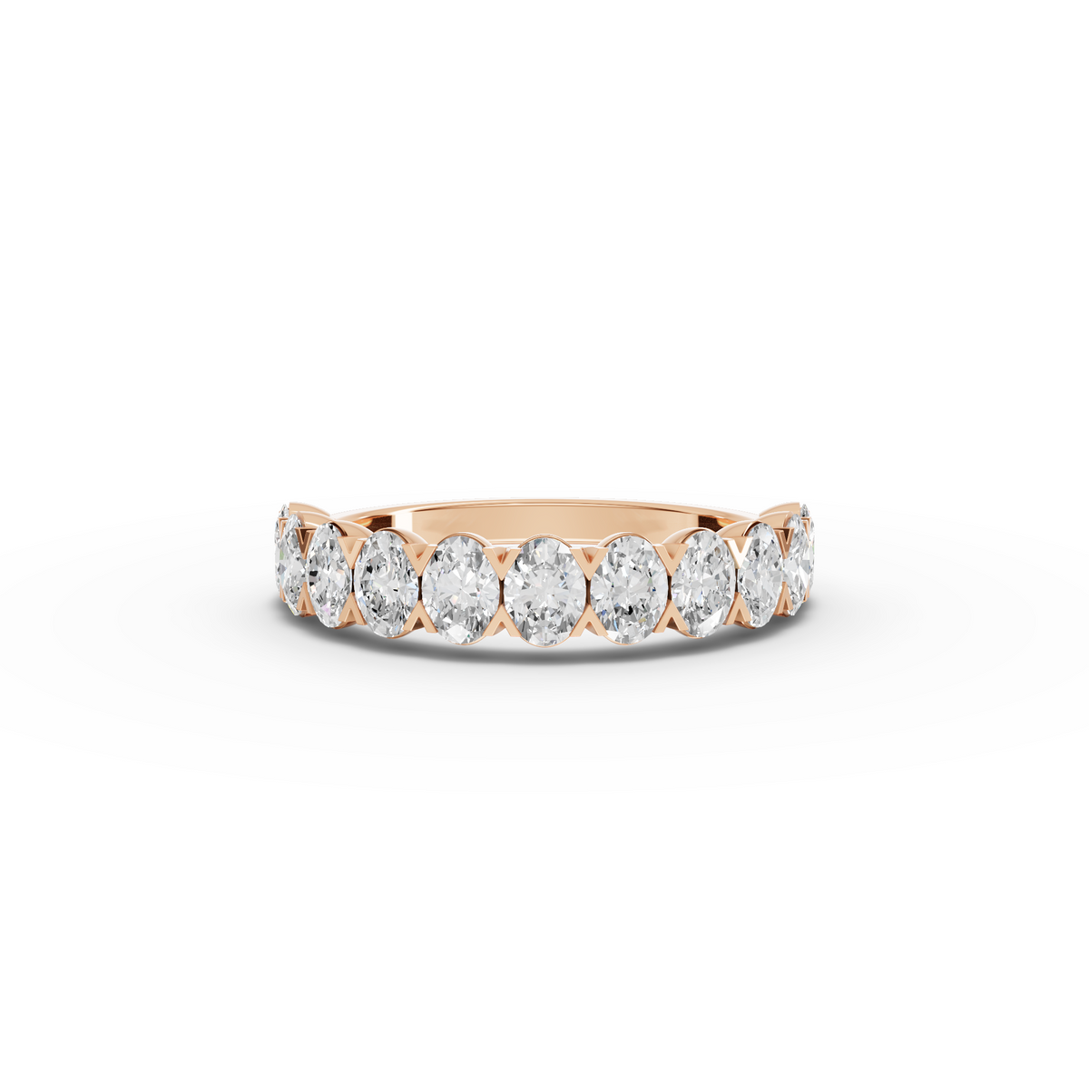 1.16 CT Oval Half Eternity Lab Grown Diamond Ring in rose gold