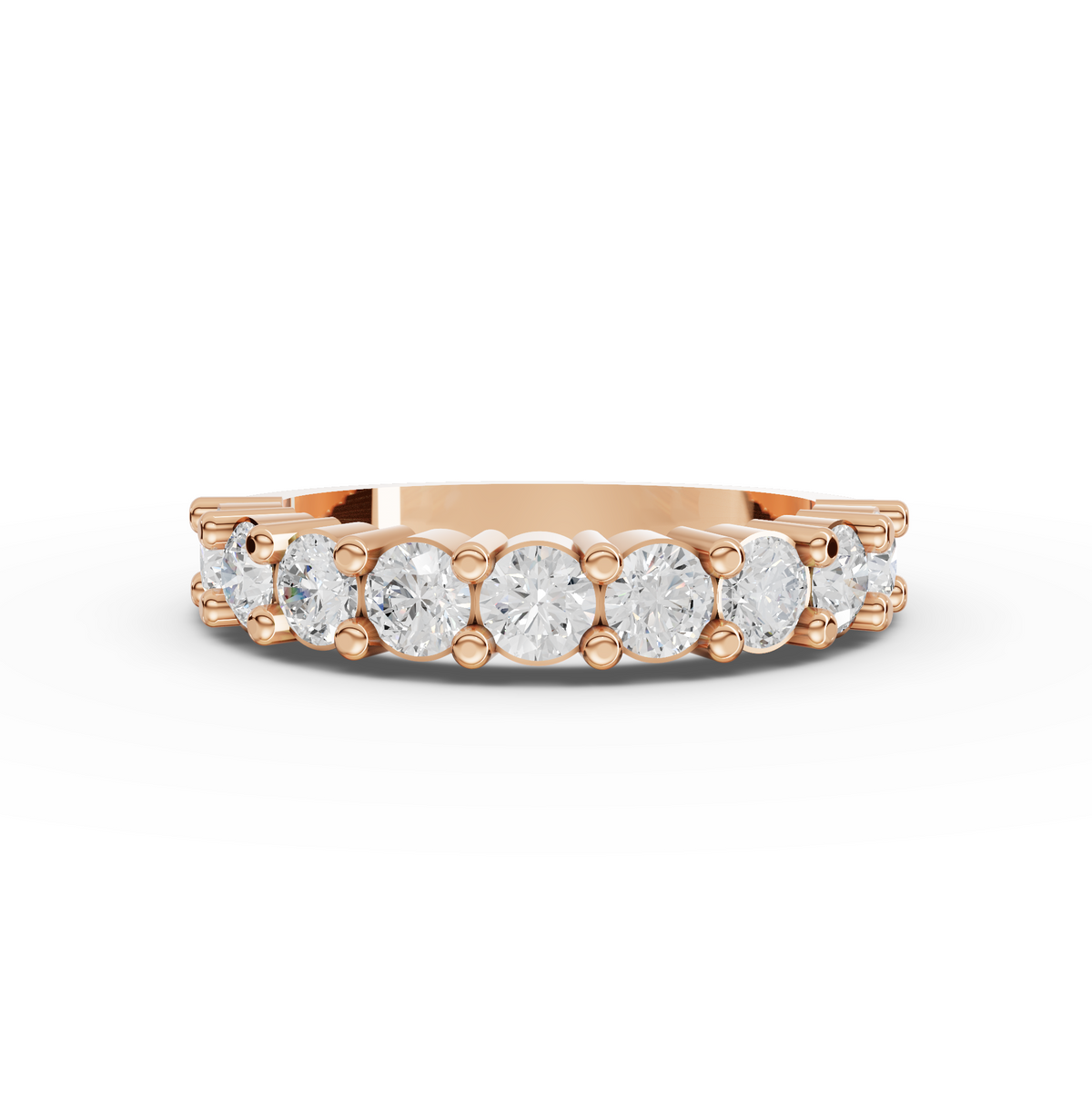 1.16 CT Round Basket Set Half Eternity Lab Grown Diamond Ring in rose gold