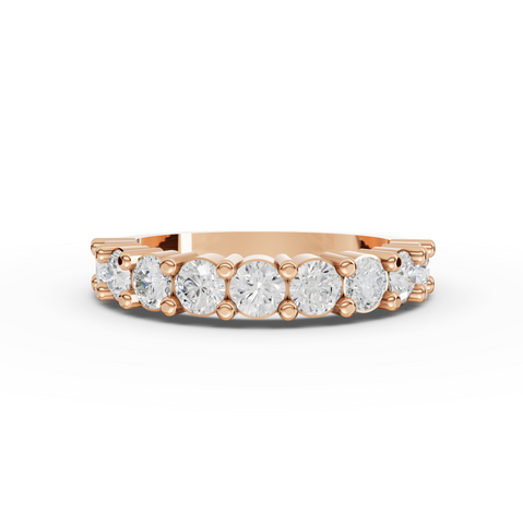 1.16 CT Round Basket Set Half Eternity Lab Grown Diamond Ring in rose gold