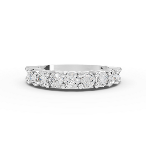 1.16 ct round lab grown diamond half eternity ring with U-prong shared prong basket setting