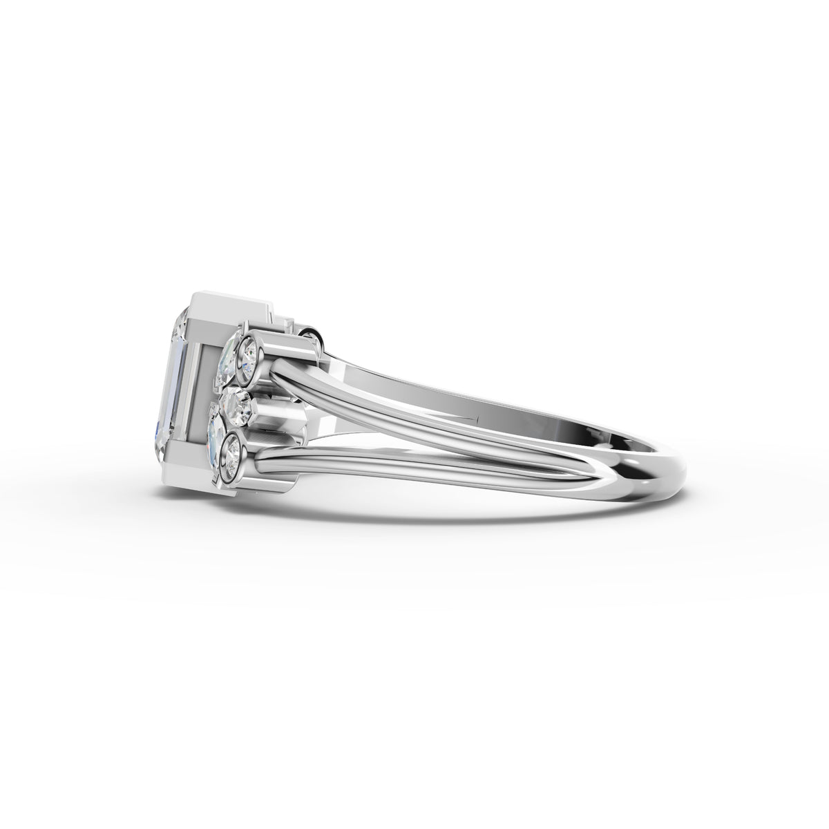 1.18 CT Emerald Lab Grown Diamond Floral Ring, view 2