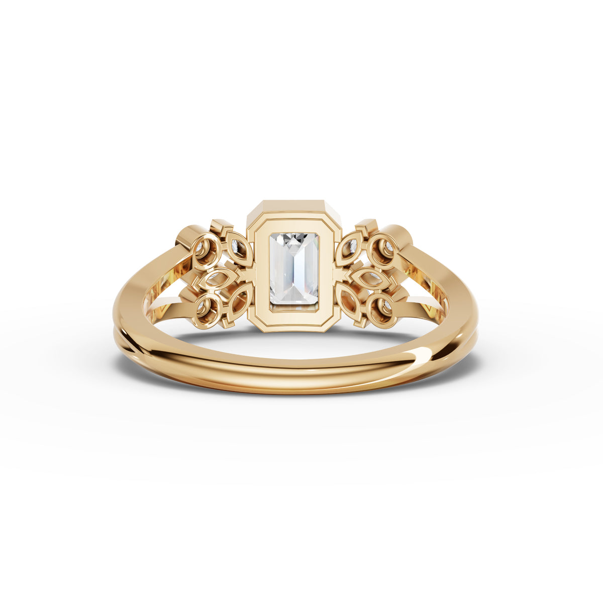 1.18 CT Emerald Lab Grown Diamond Floral Ring, view 3