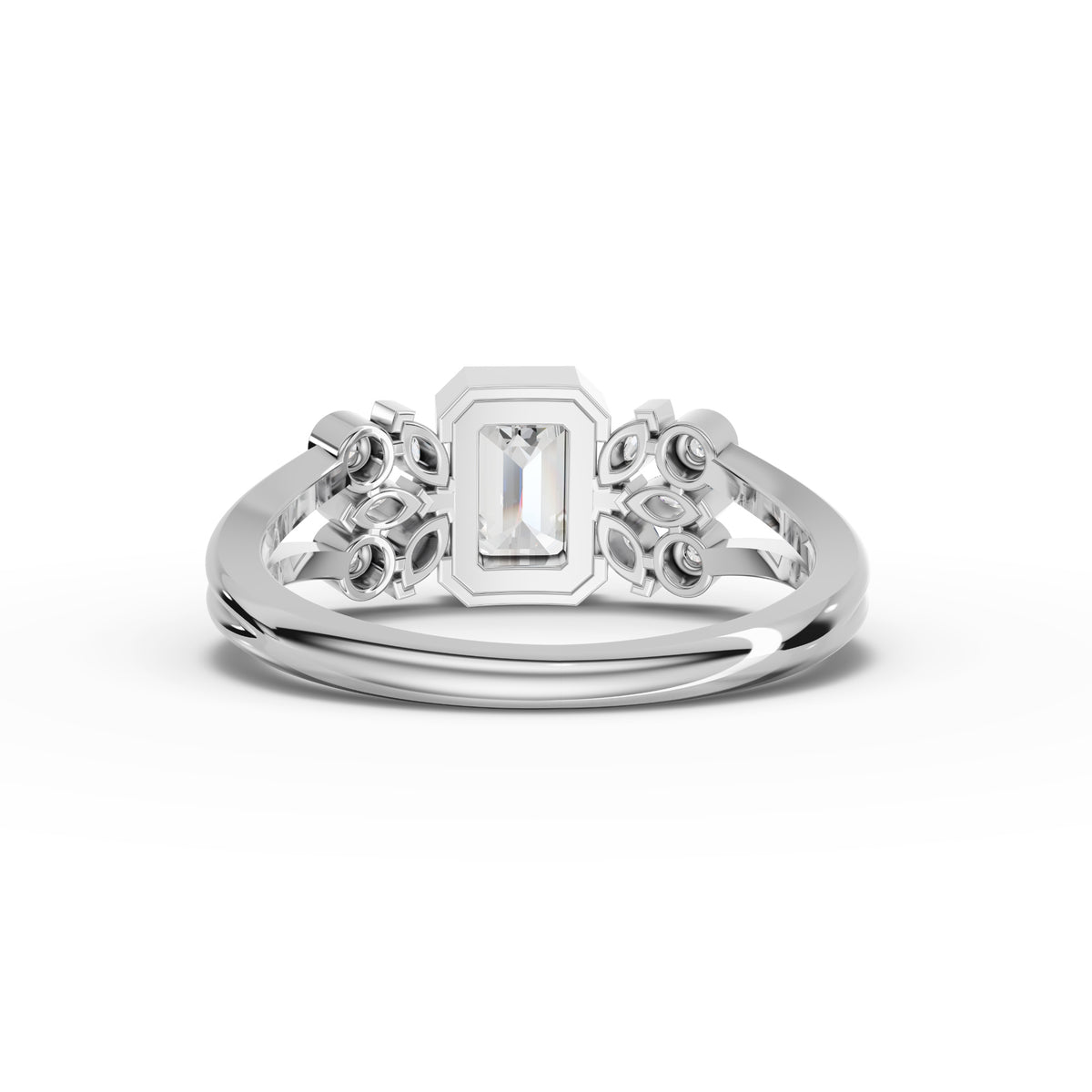 1.18 CT Emerald Lab Grown Diamond Floral Ring