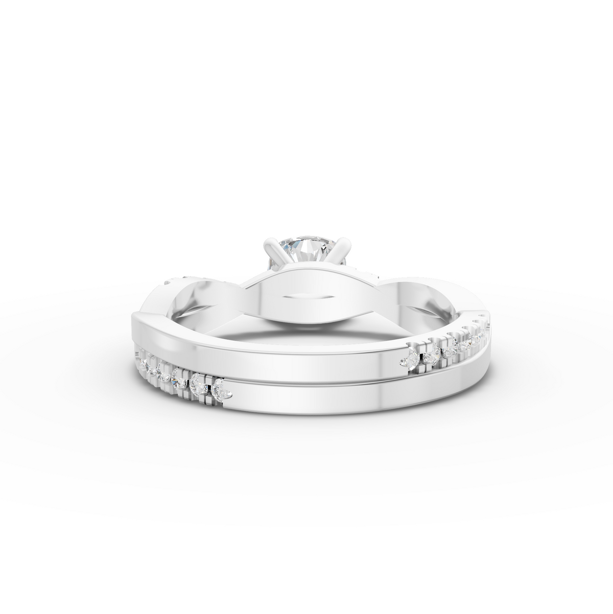 1.20 CT Cushion With Side Pavé Lab Grown Diamond Band 1.00 CT Center, view 2