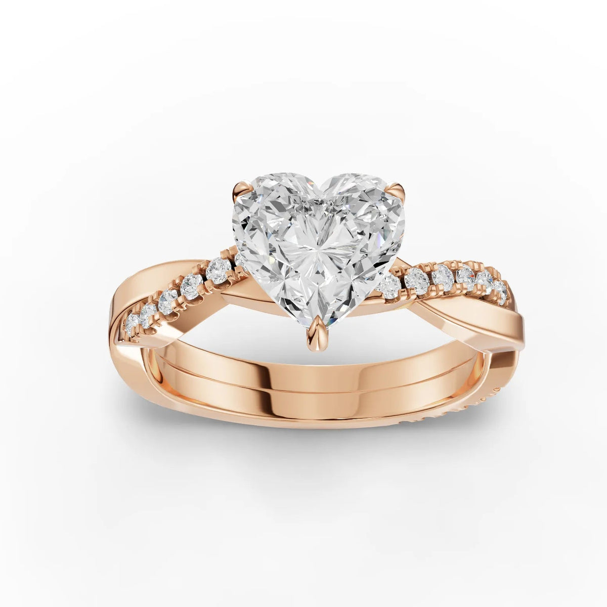 Rose gold heart pavé diamond ring
