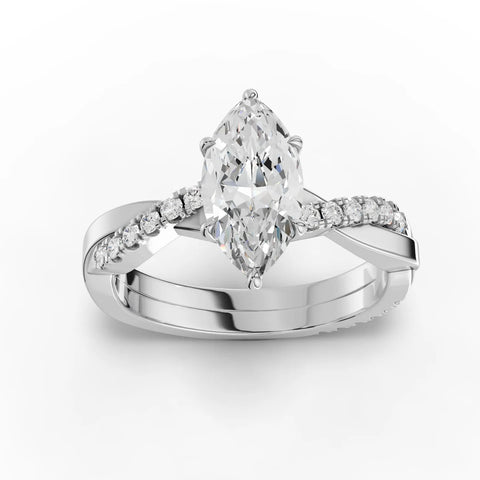 1.20 CT Marquise Pavé Lab Diamond Ring in white gold