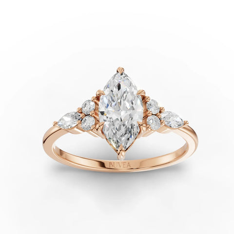1.20 CT Marquise Solitaire Lab Grown Diamond Accent Ring in rose gold