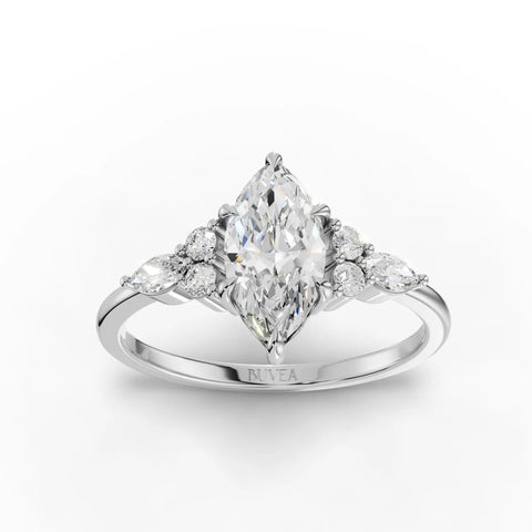 1.20 CT Marquise Solitaire Lab Grown Diamond Accent Ring in white gold