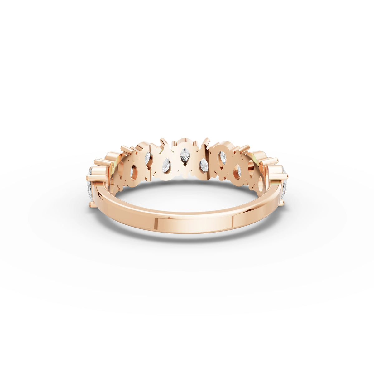 1.20 CT Pear Lab Grown Diamond Half Eternity Band in rose gold, view 3