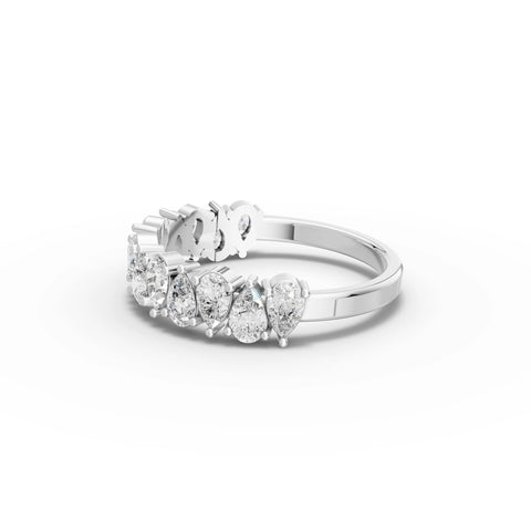 1.20 CT Pear Lab Grown Diamond Half Eternity Band in white gold, view 2