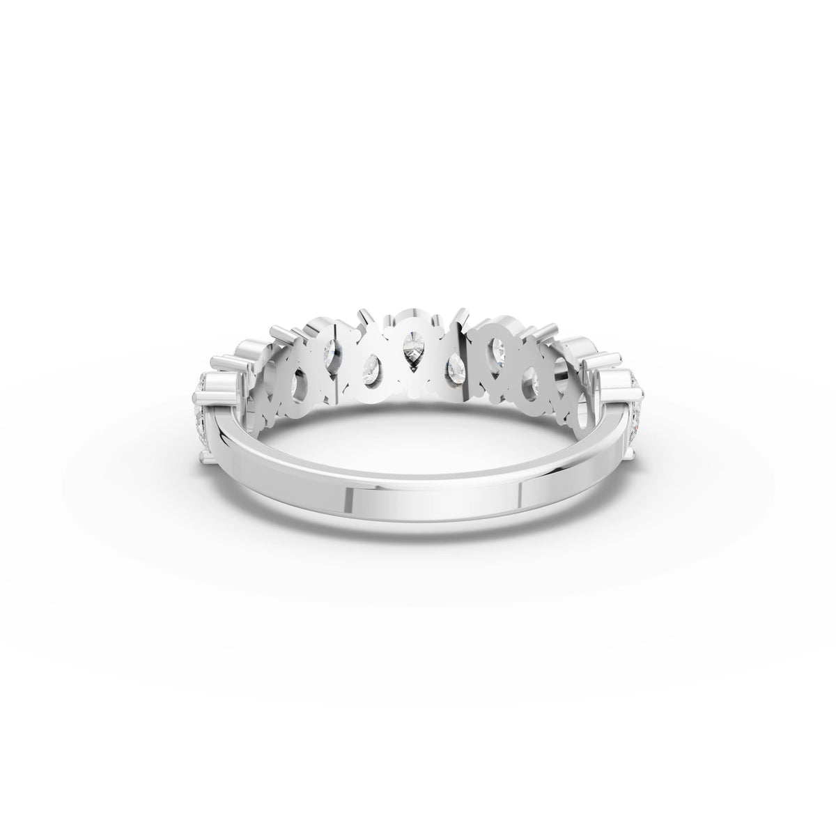 1.20 CT Pear Lab Grown Diamond Half Eternity Band in white gold, view 3