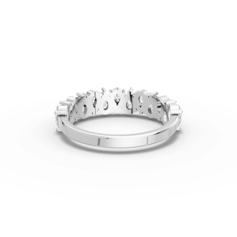 1.20 CT Pear Lab Grown Diamond Half Eternity Band in white gold, view 3