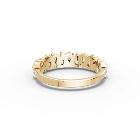 1.20 CT Pear Lab Grown Diamond Half Eternity Band in yellow gold, view 3