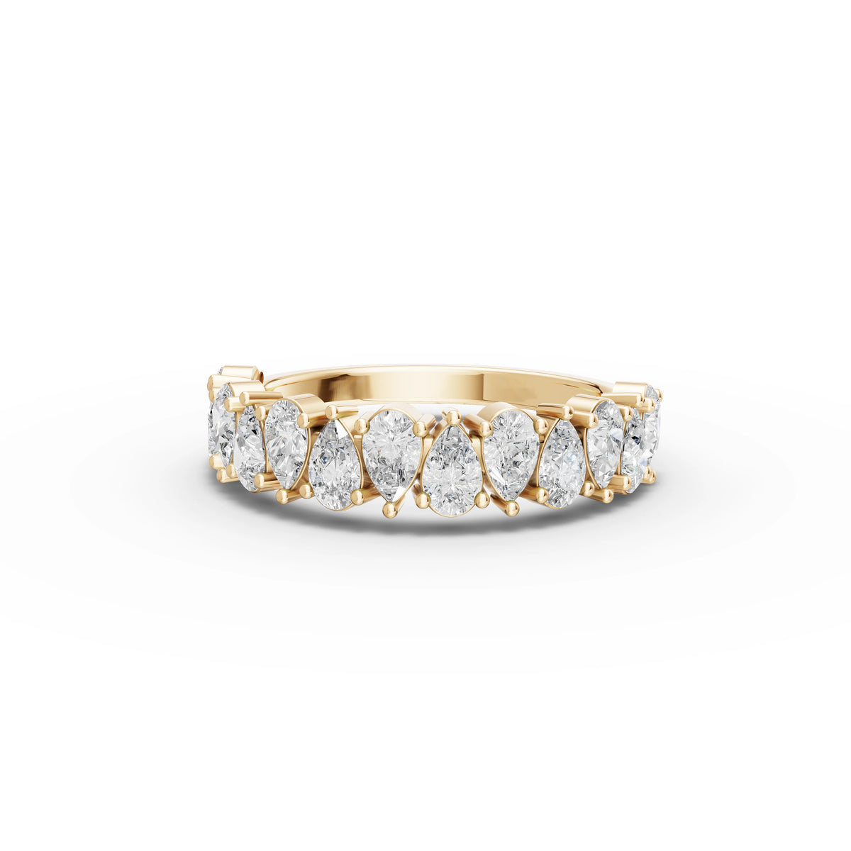 1.20 CT Pear Lab Grown Diamond Half Eternity Band in yellow gold
