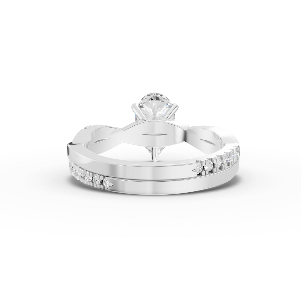 1.20 CT Pear With Side Pavé Lab Grown Diamond Band 1.00 CT Center, view 2