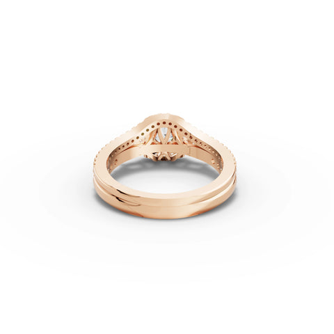 1.21 CT Round Halo With Pavé Lab Grown Diamond Band Set in rose gold, view 3