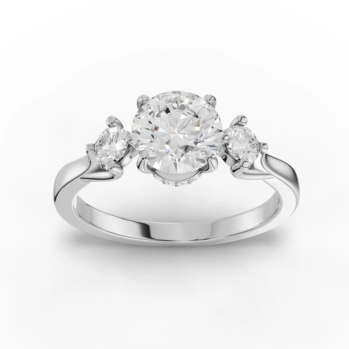 1.21 CT Round Three-Stone Lab Grown Diamond Ring in white gold