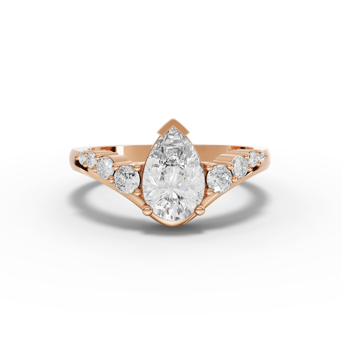 1.22 CT Pear With Side Stone Lab Grown Diamond Ring in rose gold