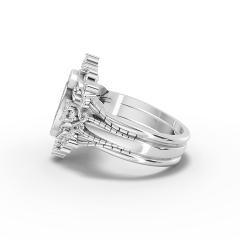 1.23 CT Marquise Halo With Side Stone Lab Grown Diamond Band Set 1.00 CT Center, view 2
