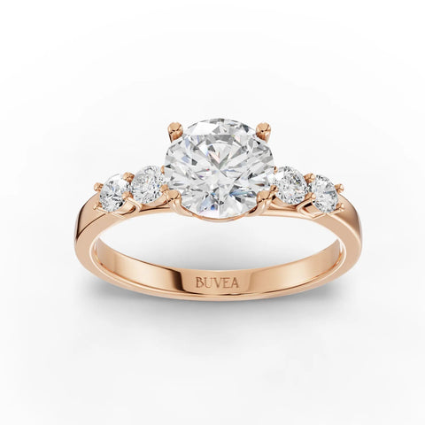 1.23 CT Round Solitaire With Side Stone Lab Grown Diamond Ring in rose gold
