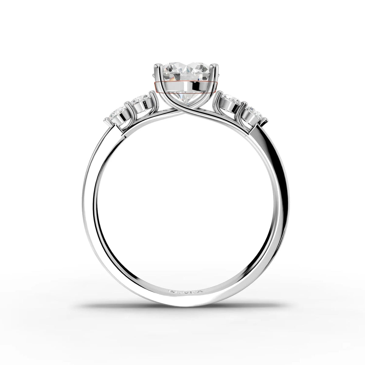 1.23 CT Round Solitaire With Side Stone Lab Grown Diamond Ring in white gold, view 2