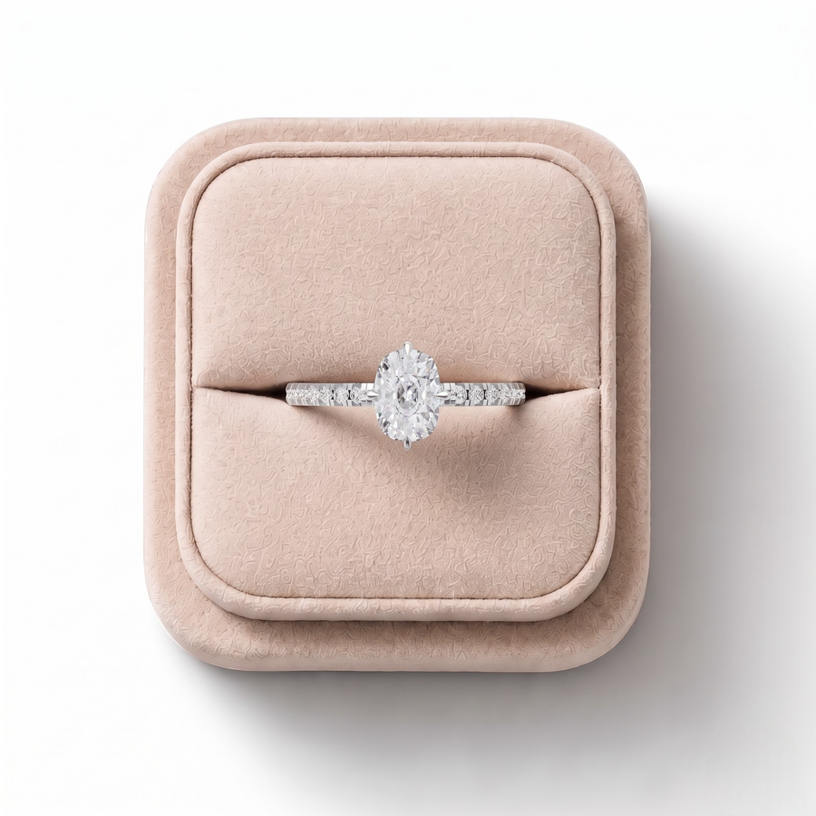 1.25 CT Cushion Pavé Lab Grown Diamond Engagement Ring