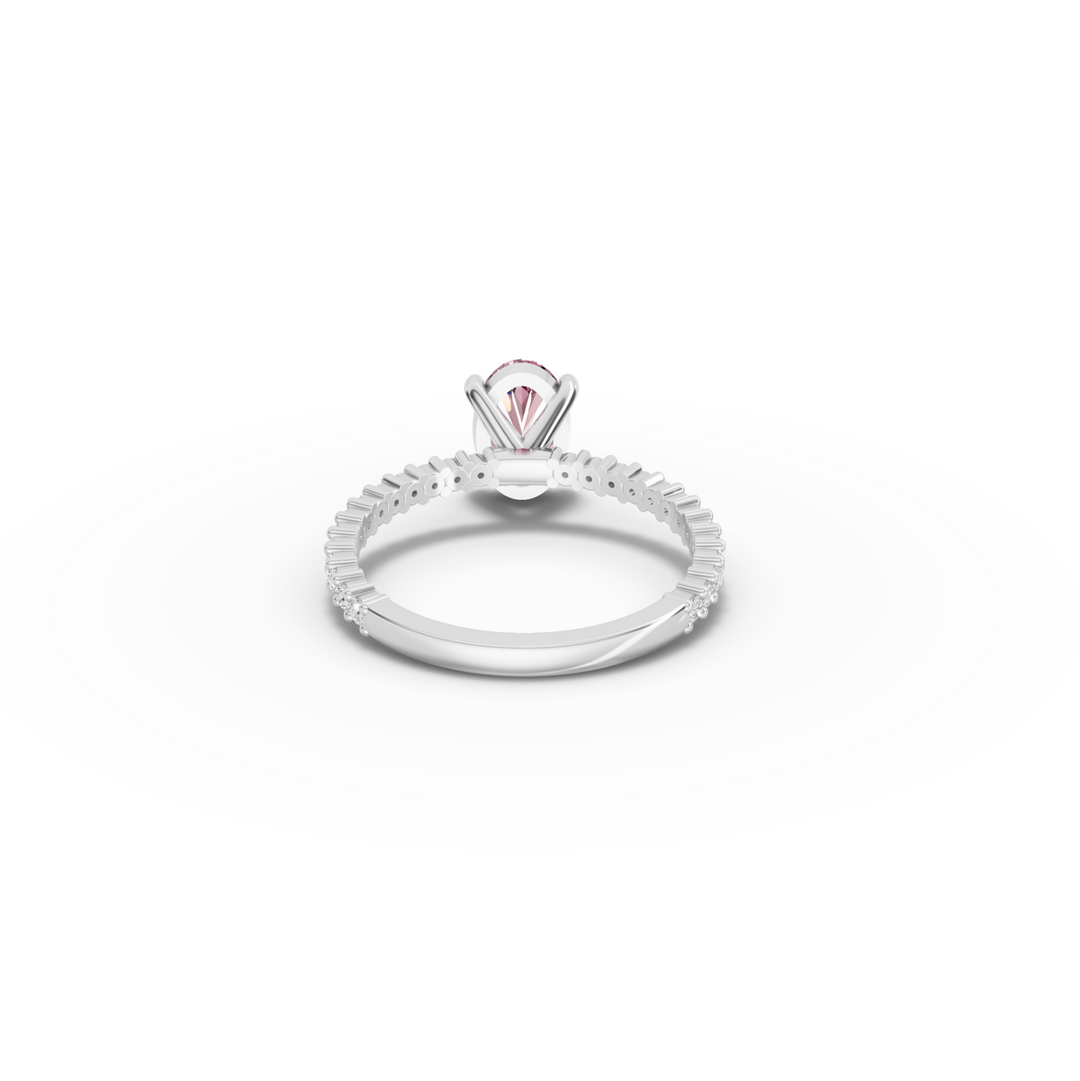 1.27 CT Pink Oval Solitaire Diamond Pavé Engagement Lab Grown Diamond Ring, view 2