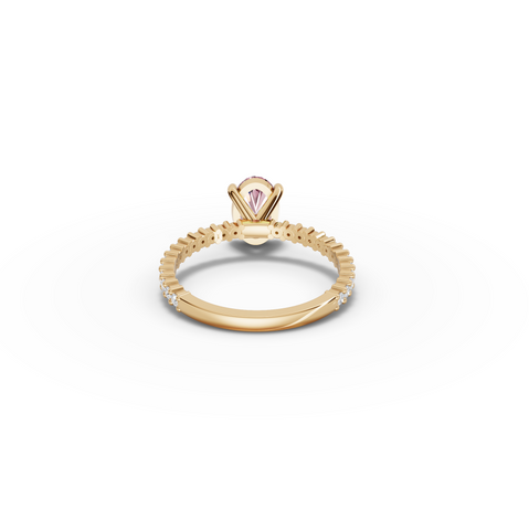 1.27 CT Pink Oval Solitaire Diamond Pavé Engagement Lab Grown Diamond Ring, view 4