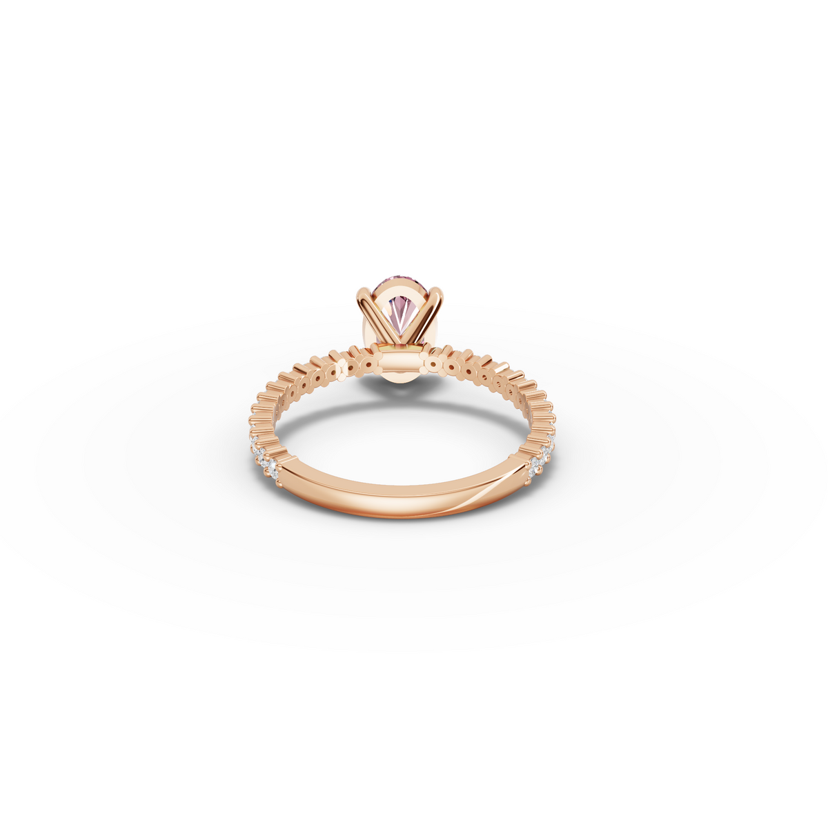 1.27 CT Pink Oval Solitaire Diamond Pavé Engagement Lab Grown Diamond Ring, view 6