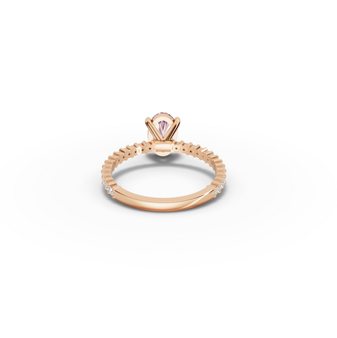 1.27 CT Pink Oval Solitaire Diamond Pavé Engagement Lab Grown Diamond Ring, view 6