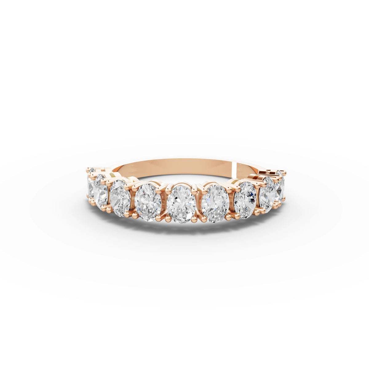 1.28 CT Oval Shared-Prong Full Eternity Lab Grown Diamond Ring in rose gold