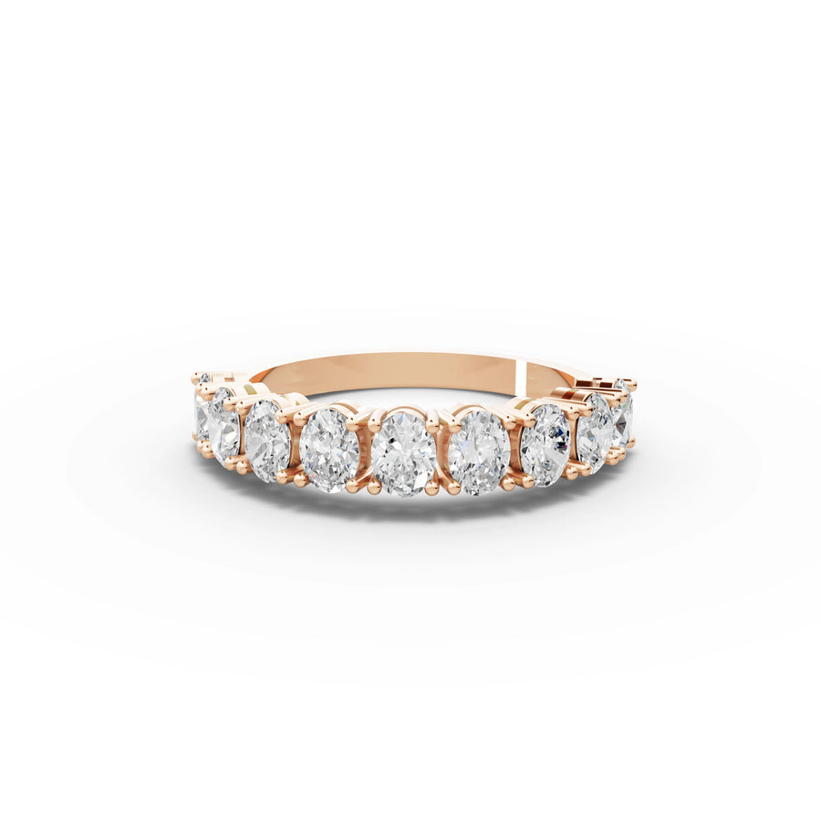 1.28 CT Oval Shared-Prong Full Eternity Lab Grown Diamond Ring in rose gold