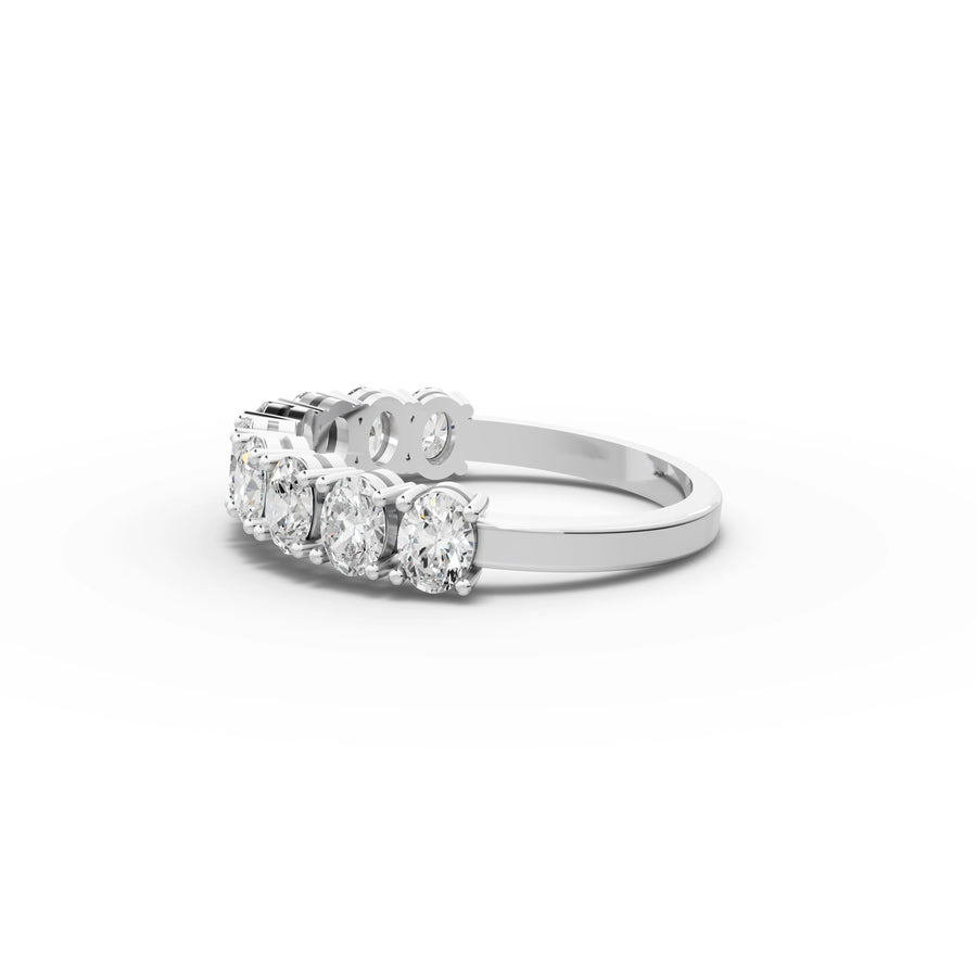 1.28 CT Oval Shared-Prong Full Eternity Lab Grown Diamond Ring in white gold, view 2