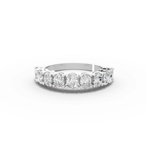 1.28 ct oval lab diamond shared-prong full eternity ring with continuous oval diamonds around the band
