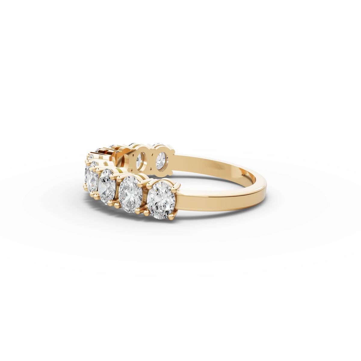 1.28 CT Oval Shared-Prong Full Eternity Lab Grown Diamond Ring in yellow gold, view 2