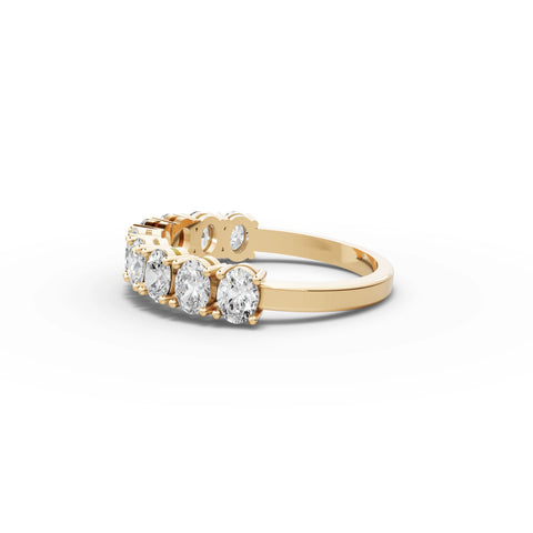 1.28 CT Oval Shared-Prong Full Eternity Lab Grown Diamond Ring in yellow gold, view 2