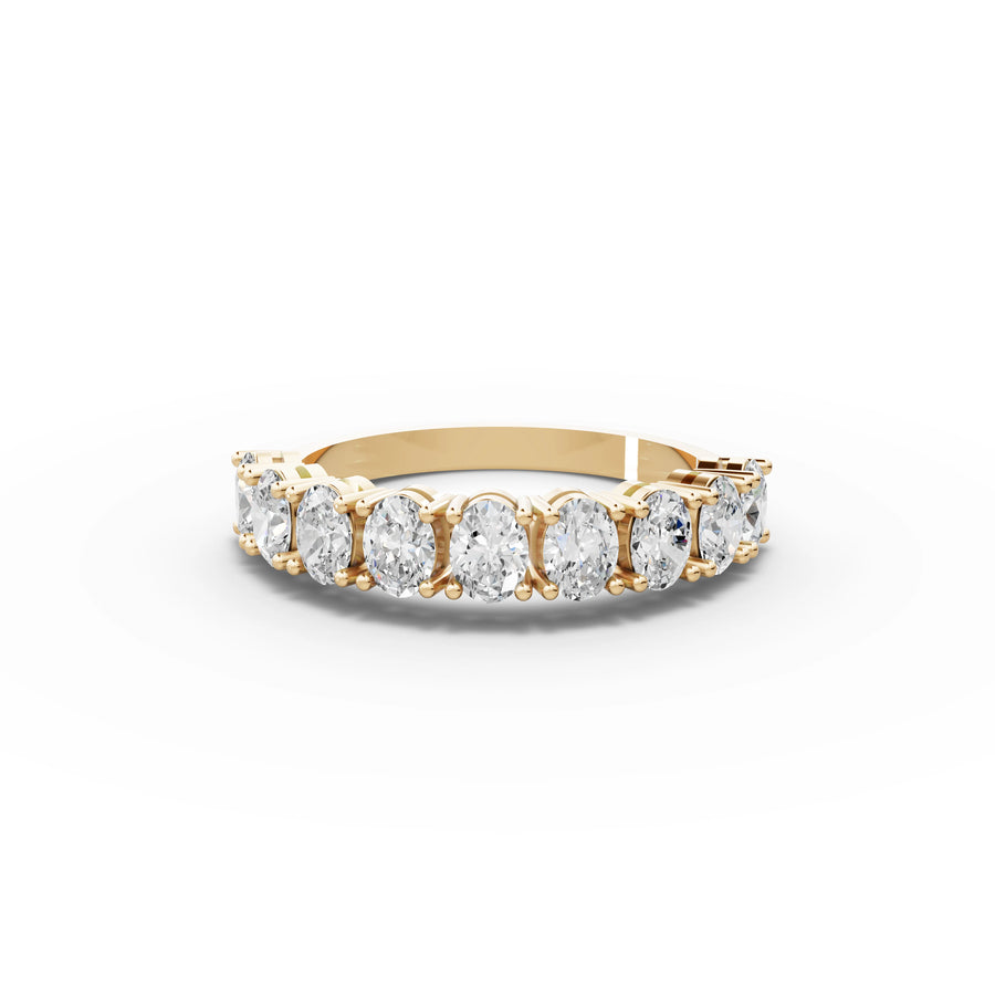 1.28 CT Oval Shared-Prong Full Eternity Lab Grown Diamond Ring in yellow gold
