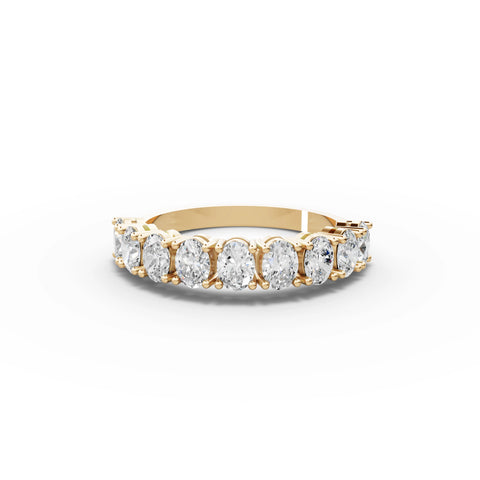1.28 CT Oval Shared-Prong Full Eternity Lab Grown Diamond Ring in yellow gold