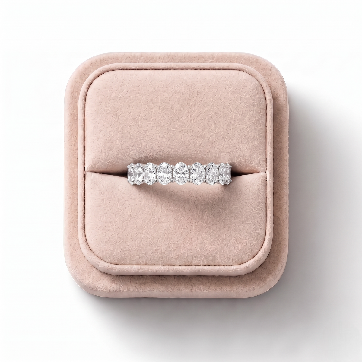 1.28 CT Oval Shared-Prong Full Eternity Lab Grown Diamond Ring, on a white background