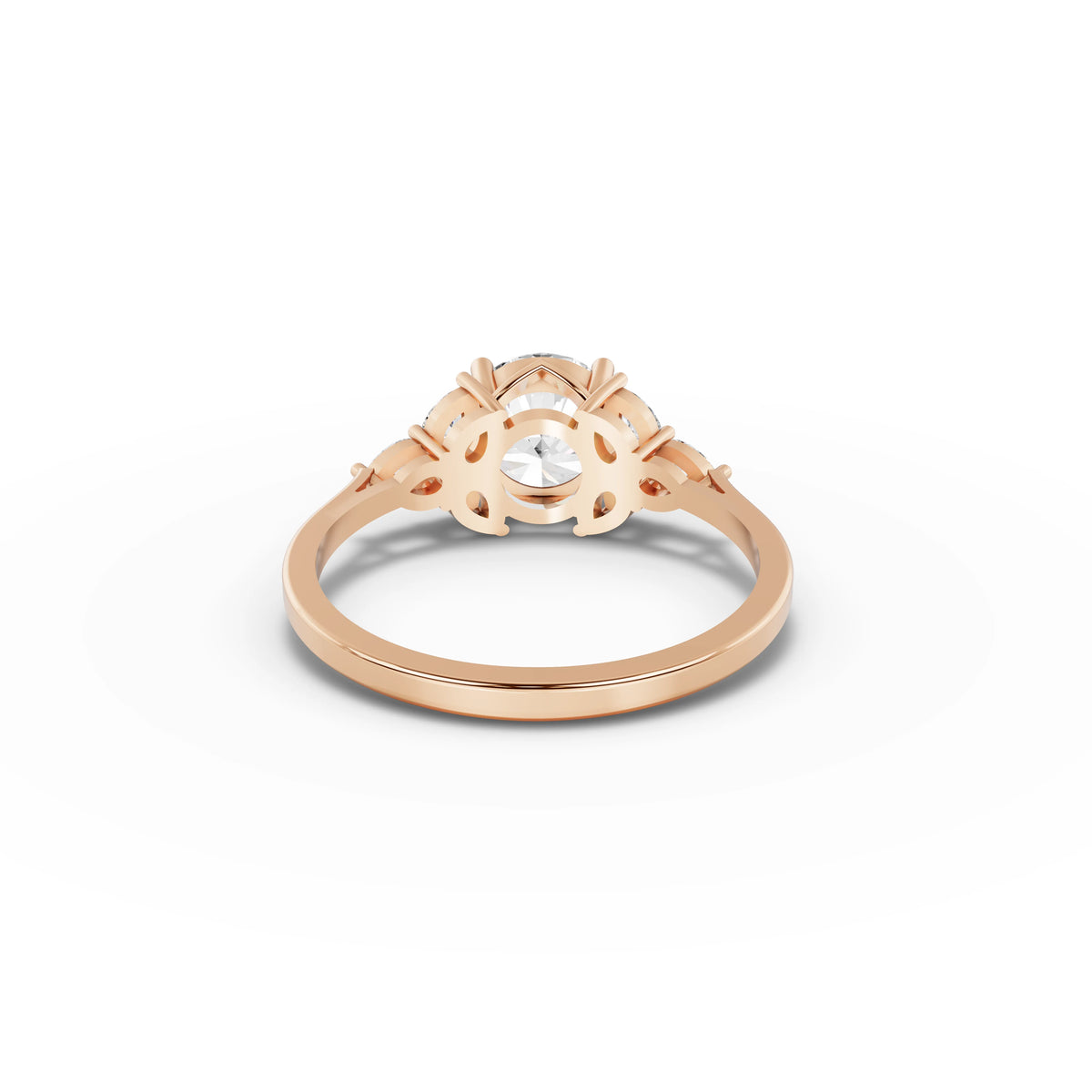 1.30 CT Pear Solitaire With Side Stone Lab Grown Diamond Ring in rose gold, view 3