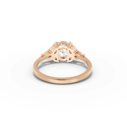 1.30 CT Pear Solitaire With Side Stone Lab Grown Diamond Ring in rose gold, view 3