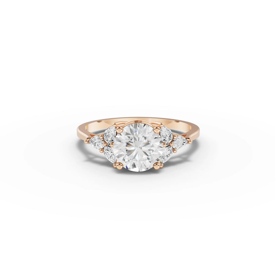 1.30 CT Pear Solitaire With Side Stone Lab Grown Diamond Ring in rose gold