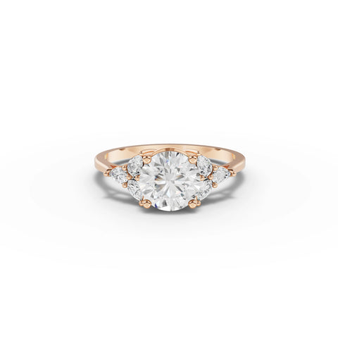 1.30 CT Pear Solitaire With Side Stone Lab Grown Diamond Ring in rose gold
