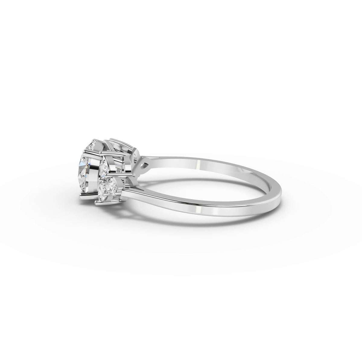 1.30 CT Pear Solitaire With Side Stone Lab Grown Diamond Ring in white gold, view 2