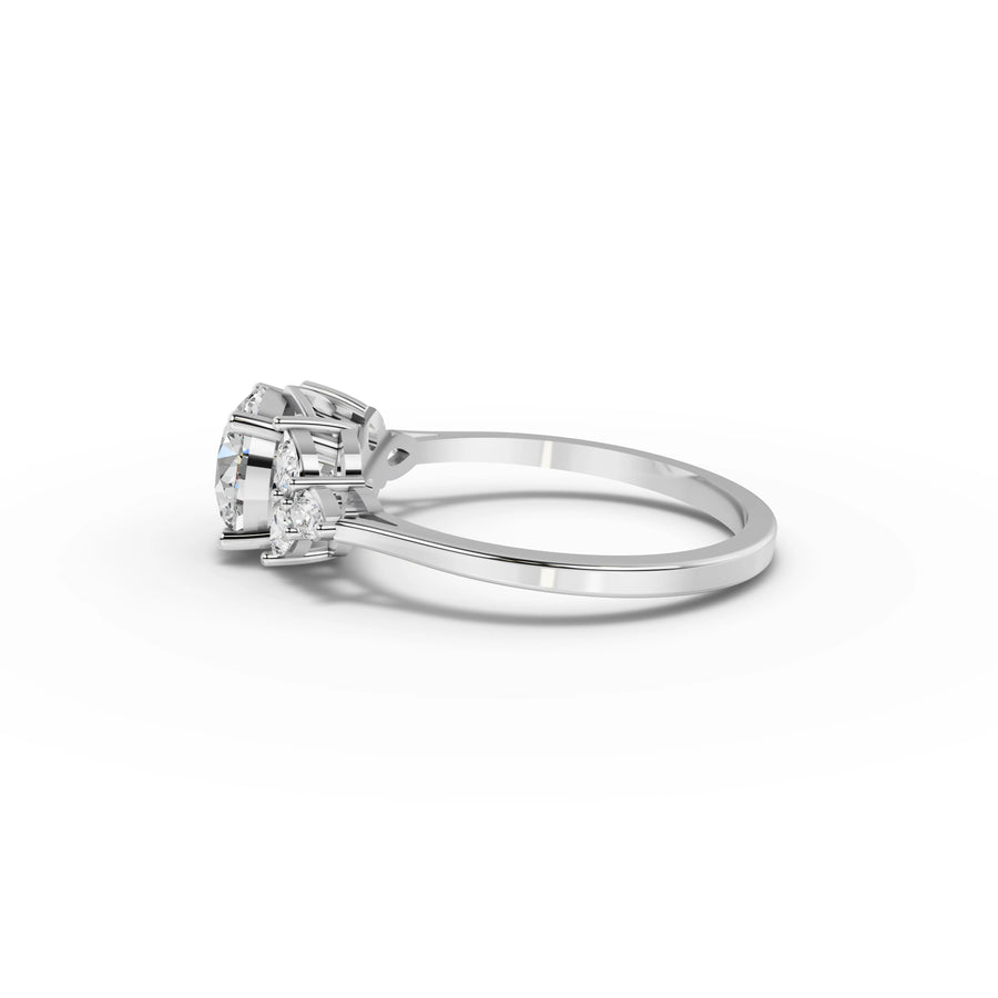 1.30 CT Pear Solitaire With Side Stone Lab Grown Diamond Ring in white gold, view 2