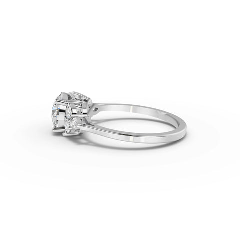 1.30 CT Pear Solitaire With Side Stone Lab Grown Diamond Ring in white gold, view 2