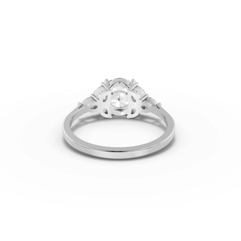 1.30 CT Pear Solitaire With Side Stone Lab Grown Diamond Ring in white gold, view 3