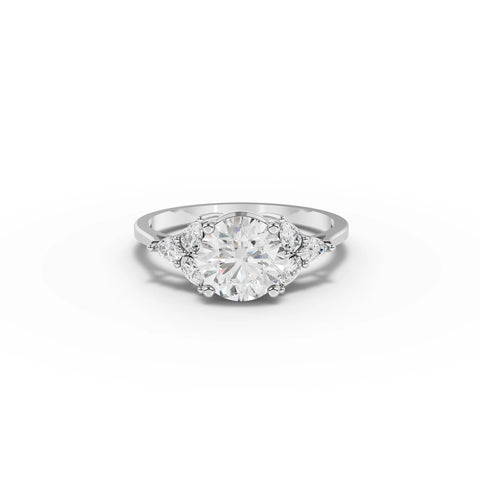 1.30 CT Pear Solitaire With Side Stone Lab Grown Diamond Ring in white gold